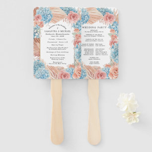 Éventail Rose Hydrangea Programme de mariage Ventilateur à 