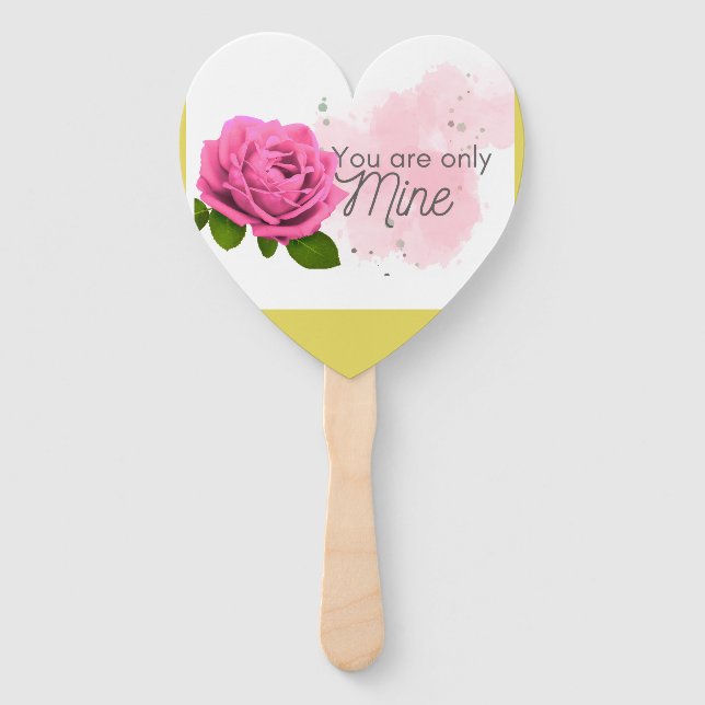 Éventail Rose rose avec texte  (Devant)
