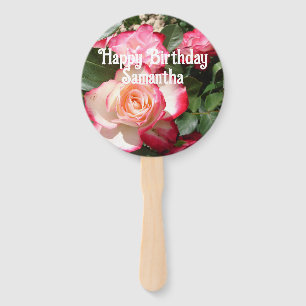 Éventail Rose rouge Rose florale Photo Femme fête d'anniver