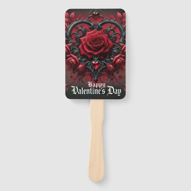 Éventail roses rouges gothiques Saint-Valentin (Devant)