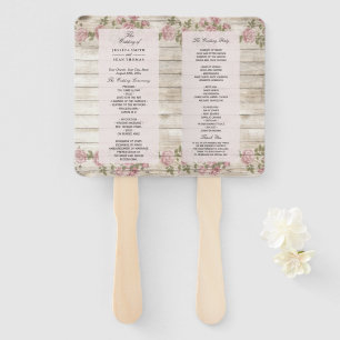 Éventail Roses rustiques Sur Le Programme De Mariage Du Boi