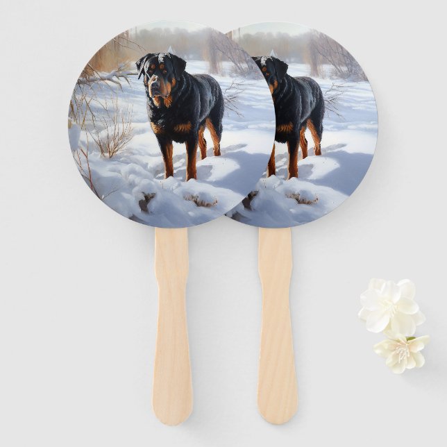 Éventail Rottweiler Laisser neiger Noël (Devant et derrière)