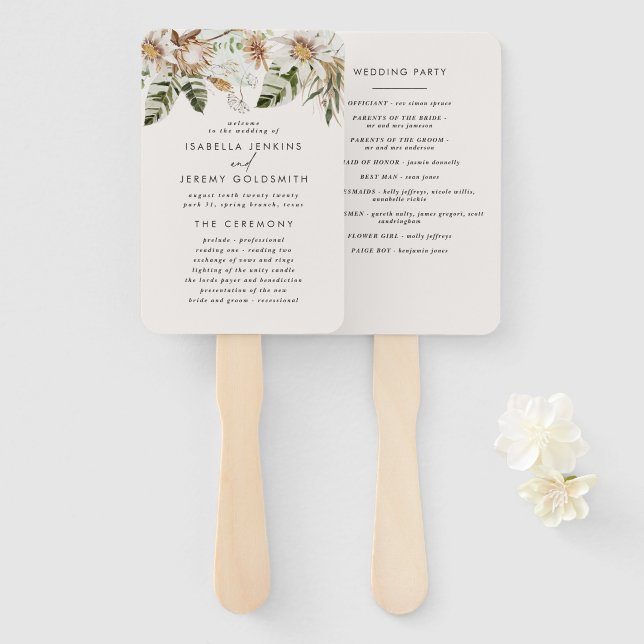 Éventail Rouille de porc noir chic floral rustique élégant  (Devant et derrière)