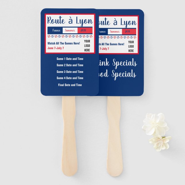 Éventail Route de football féminin vers Lyon World Party Lo (Devant et derrière)