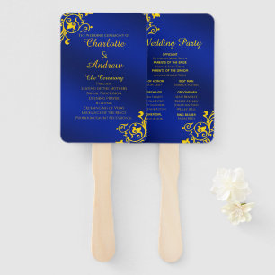 Éventail Royal Blue and Gold Wedding Program