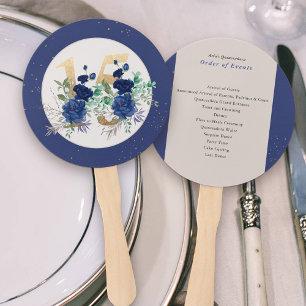 Éventail Royal Blue Roses Quinceanera Ordre des événements