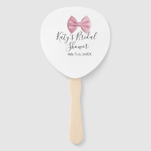 Éventail ruban rose baby shower nom date pastel élégant te