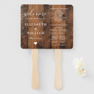 Éventail Rustic Barn Wood Boho Programme de mariage