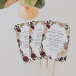 Éventail Rustic Bloom Wedding Programme<br><div class="desc">Notre éventail rustique chic de programme de mariage vous propose des détails de cérémonie en lettrage élégant, encerclé par une couronne de fleurs d'aquarelle dans des teintes d'automne riches. Reverse side liste les membres de votre mariage avec des champs de texte facilement modifiables. Coordonné avec notre collection de faire-part de...</div>