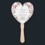 Éventail Rustic Blush Rose Rose Floral Programme de mariage<br><div class="desc">Parfait pour un mariage d'été ! Ce programme de mariage en forme de coeur est bordé de roses roses rousses, de fleurs d'hydrangée blanche et de feuilles verts sauge. Le texte est une combinaison d'une police de script tendance et d'un texte classique droit. Cet article fait partie de la collection...</div>