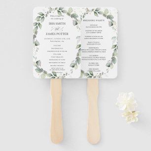Éventail Rustic Chic Green Programme de mariage de germes