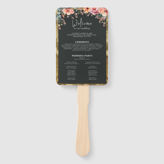 Éventail Rustic Country Floral Sage Green Wedding Programme (Devant)