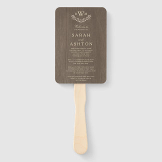 Éventail Rustic Country Wood Design Programme de mariage