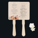 Éventail Rustic Earth & Champagne Florals Programme de mari<br><div class="desc">Cool de vos invités tout en leur donnant un beau programme de mariage pour suivre vos événements avec vos programmes de mariage rustique rustique et moderne Rustic Earth & Champagne Florals. Les fleurs d'aquarelle peintes à la main dans la pêche, le champagne beige, la crème et la terre cuite bordeaux...</div>