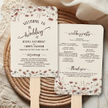 Éventail Rustic Earthtone Boho Programme de mariage Fleur s<br><div class="desc">Ces beaux fans de programme de mariage sont rustiques, élégants et beaux. La décoration en terre cuite présente une abondance de fleurs sauvages dans les tons poussiéreux de rose, de terre cuite, et de bleu d'étain avec une calligraphie sophistiquée lettrage avec des swashes et fleuris au bout des lettres, le...</div>