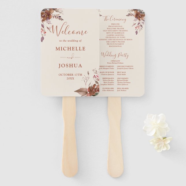 Éventail Rustic Floral Automne Mariage de automne Programme (Devant et derrière)
