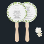 Éventail Rustic Green Olive Wreath Wedding Programme<br><div class="desc">Ventilateur manuel rustique du programme de mariage avec vos détails à l'intérieur d'une couronne composée de feuilles d'oliviers verts. Vos détails sont dans une police gris moyen. Le front a vos cérémonies et le dos a votre fête de mariage. Les ventilateurs sont parfaits pour un mariage extérieur d'été.</div>