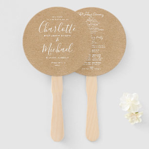 Éventail Rustic Kraft Élégant programme de mariage de scrip