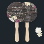 Éventail Rustic Mariage Lace Floral Wedding Programme<br><div class="desc">Design Mariage en bois rustique avec collier de lumières, de beaux détails floraux sont dans le premier plan et de rendre ce design élégant et chic. Le design est facile à personnaliser, si vous souhaitez modifier les polices s'il vous plaît Cliquez pour customiser plus loin. Ce design est parfait pour...</div>