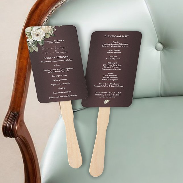 Éventail Rustic Marsala et le programme de mariage Rose (Créateur téléchargé)
