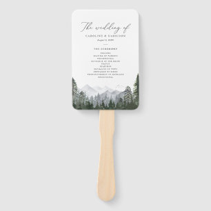 Éventail Rustic Mountain Pine Tree Wedding Programme