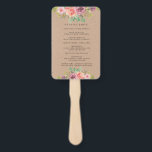 Éventail Rustic Summer Floral Wedding Programme Ventilateur<br><div class="desc">Notre collection "rustique fleurie de jardin" présente de beaux coraux et des fleurs d'été roses sur un arrière - plan kraft pour accentuer l'atmosphère rustique avec une combinaison de script élégant personnalisé et serif. Facile à customiser. Consultez notre magasin pour plus d'articles de cette collection</div>