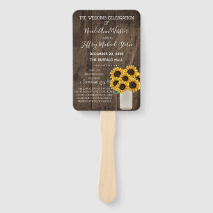 Éventail Rustic Sunflower Country Programme de mariage de g