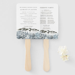 Éventail Rustic Winter Mountain Wedding Programme Ventilate