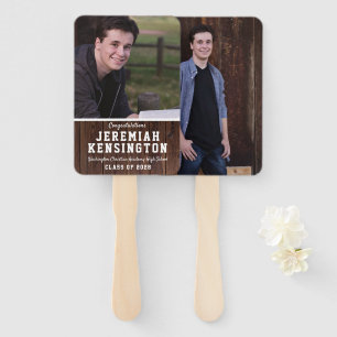 Éventail Rustic Wood Graduation Homme Photo