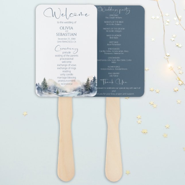 Éventail Rustic Woodland Winter Forest Wedding Programme (Créateur téléchargé)