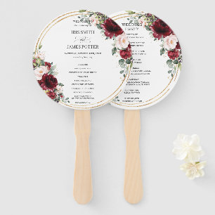 Éventail Rustique Bourgogne Blush Floral Programme de maria