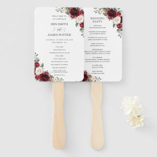 Éventail Rustique Burgundy Blush Floral Wedding Programme