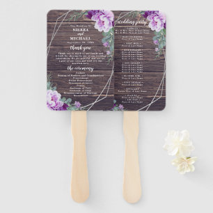 Éventail Rustique Floral Purple & Silver Wedding Programme