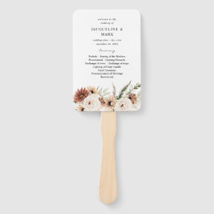 Éventail Rustique Neutral Boho Floral Wedding Programme