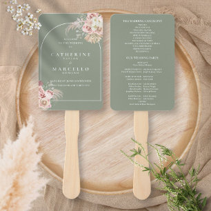 Éventail Sage Green Boho Pampas Grass Arch Wedding Programm