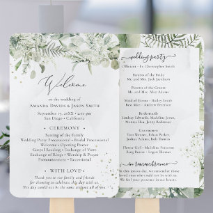 Éventail Sage Green Eucalyptus Mariage Cérémonie Programme 