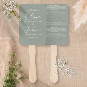 Éventail Sage Green Signature Script Mariage juif