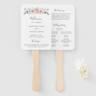 Éventail Sage Greenery Dusty Rose Floral Wedding Programme