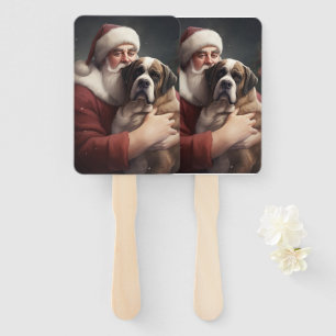 Éventail Saint Bernard avec le Père Noël Festif Noël