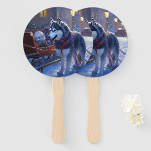 Éventail Saison de Noël Sibérienne Husky