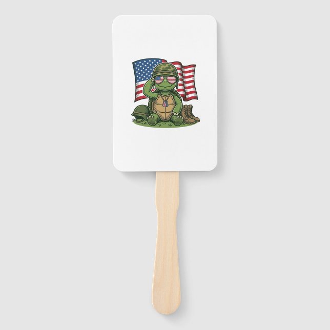 Éventail Salut de tortue patriotique Vector Design_1 (Devant)