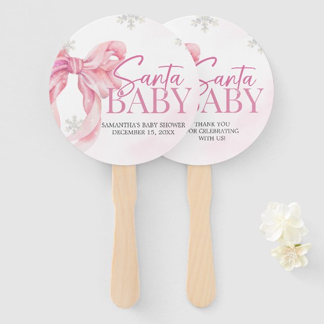 Éventail Santa Baby Baby Shower (Devant et derrière)