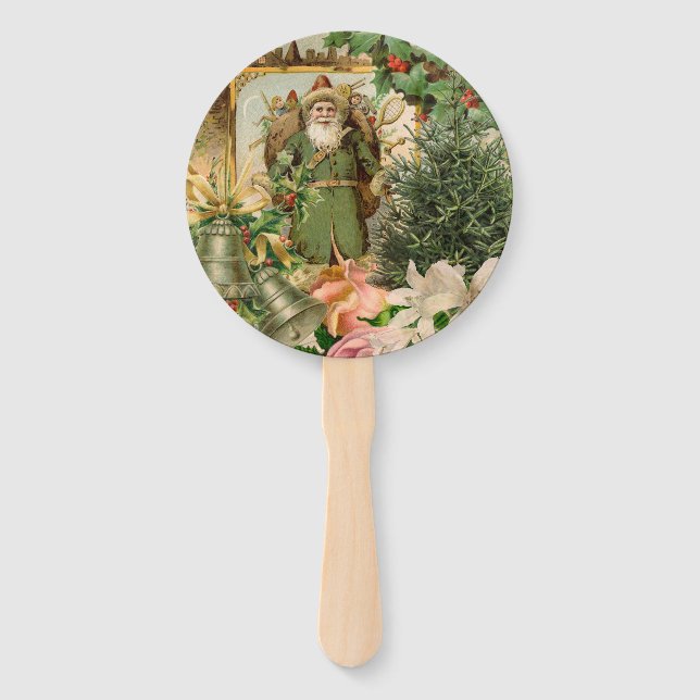 Éventail Santa Claus Noël Antiquité Belle Art (Devant)