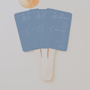 Éventail Script Whimsical Dusty Blue Wedding Program