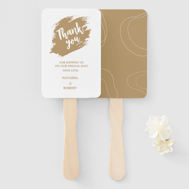 Éventail Séjour glamour blanc & or cool style Merci (Devant et derrière)