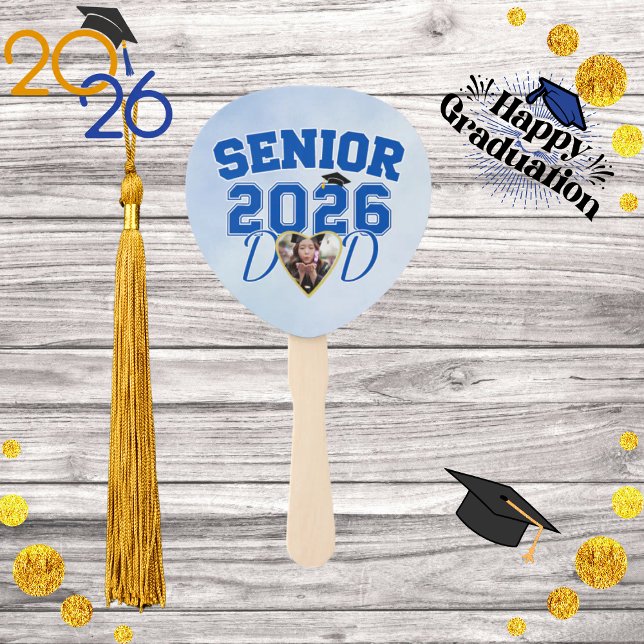 Éventail Senior Dad Class of 2026  Personalized Photo  (senior dad 2026 fan front)