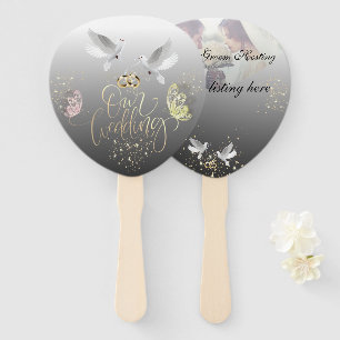 Éventail Set de abanicos palomas con mariposas