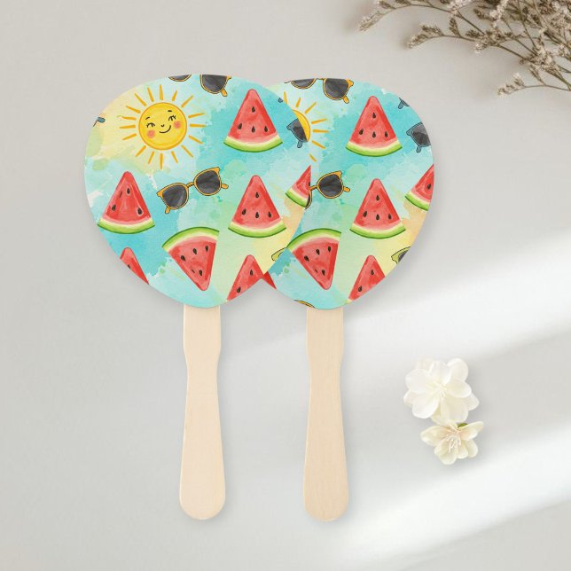 Éventail Set of 10 Funny Watermelon Fans - Fresh Fruit  (Créateur téléchargé)