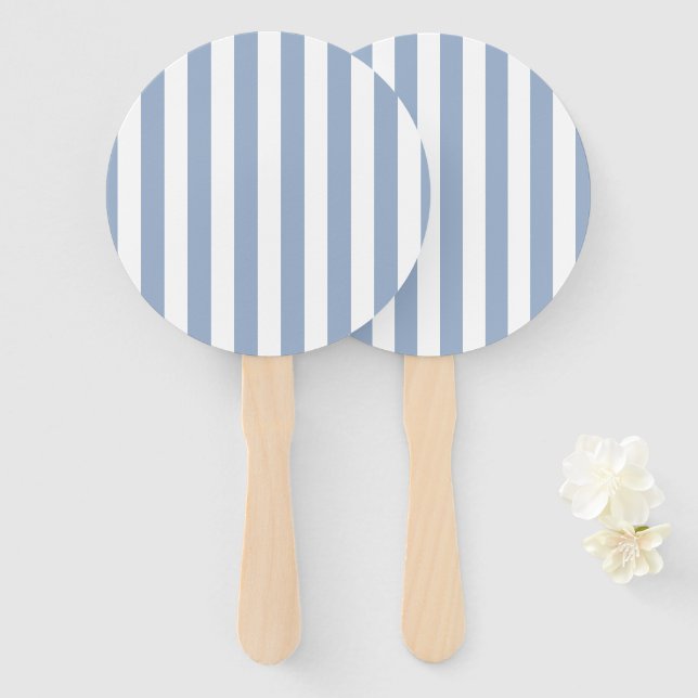 Éventail Set of Fans Baby Blue & White Stripe (Devant et derrière)