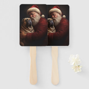 Éventail Shar Pei avec Noël Festif du Père Noël